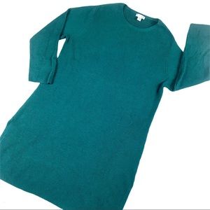 J JILL Dark Teal Ribbed Knit Wool Blend 3/4 Sleeve Tunic Sweater Small Tall ST